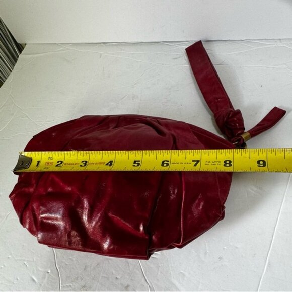 Vanessa Bruno NEW Leather Gathered Ruched Clutch Bag Wristlet Zip Closure Red - Picture 14 of 16